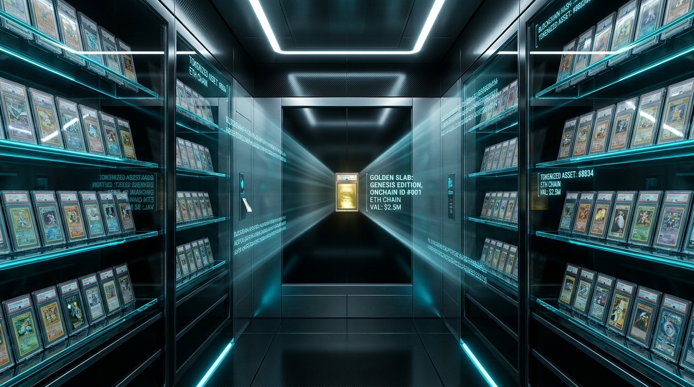 The SLAB insured vault — thousands of graded slabs racked onchain